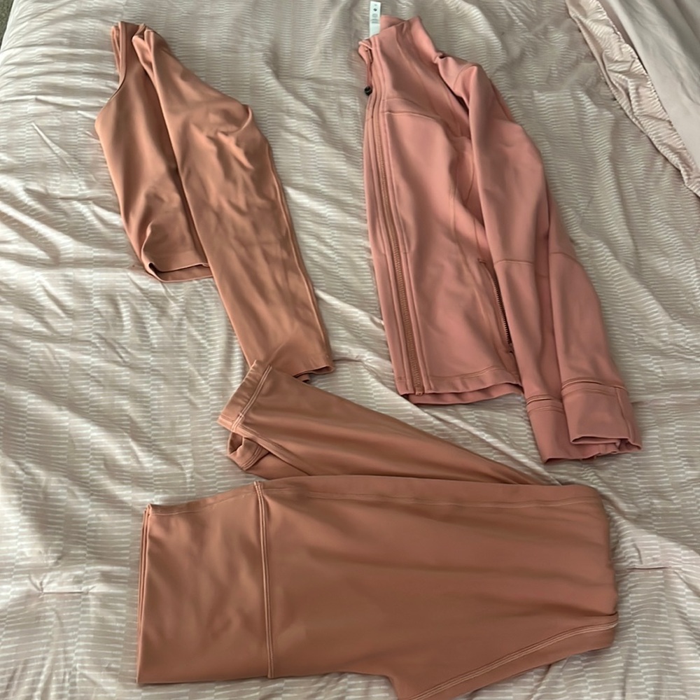 Lululemon set:  align long sleeve shirt; align high rise pant; define jacket